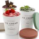 ZICOTO Set of 3 Reusable Ice Cream Containers 1 Quarts ea. - Perfect for Homemade Sorbet, Frozen Yogurt Or Gelato - Stackable Storage Pint Containers, Stickers And Lids Stores Easily In Freezer