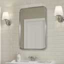 Mirrors for Wall, 20x28’’ Brushed Nickel Bathroom Mirror, Rounded Rectangle Mirrors for Vanity, Anti-Rust SUS304, Tube Metal Frame, 1’’ Deep Wall Mounted Vertically/Horizontal