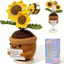 Sunflower Crochet Gift for Mom Women, Mother's Day Handmade Emotional Support Crochet Flower for Desk Decor, Cute Spring Sunflower Gifts for Teacher, Coworker,Friend, Birthday