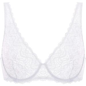 Women's Lace Plunge Bra Sexy Underwire Bralette Plus Size See Through Unlined Bras 38B