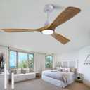 New Ceiling Fan With Light (White + Raw wood, 52 inch, With Light)