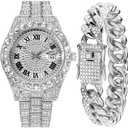 Hip Hop Watches for Men Iced-Out Bling Diamond Luxury Quartz Watches with Date