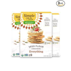Simple Mills Organic Seed Crackers, Everything - Gluten Free, Vegan, Healthy Snacks, Paleo Friendly, 4.25 Ounce (Pack of 6), BB: 02/09/26