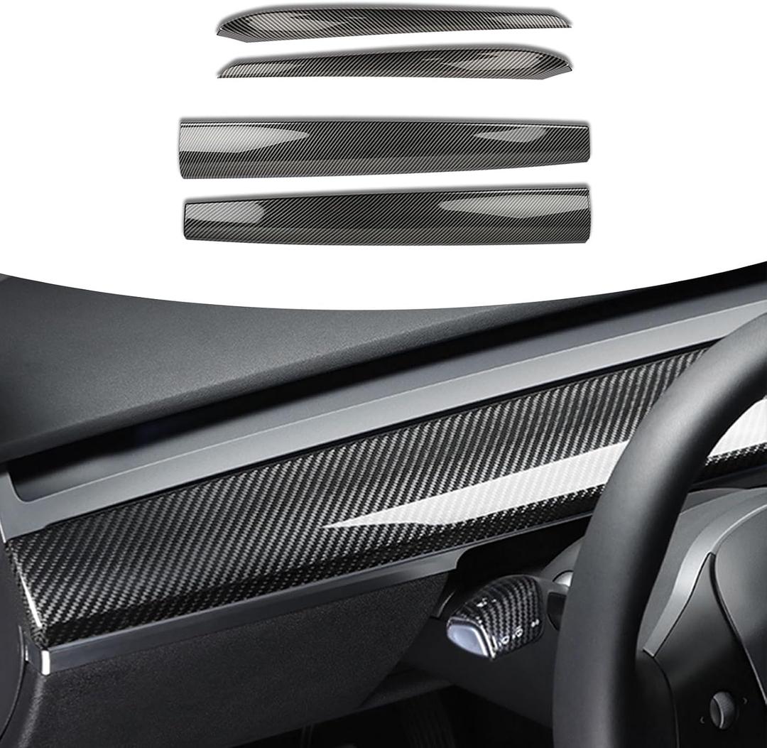 Dash Wrap Door Trim Panel for Tesla Model 3 Model Y Accessories 2020 2021 2022 2023 ABS Carbon Fiber Dashboard Cover Wrap