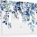 Navy Blue Eucalyptus Leaf 3 Gang Toggle Light Switch Cover, Summer Watercolor Plant Floral Teal Leaves Decorative Three Device Triple Toggle Switch Face Wall Plate Electrical Decorator Outlet Cover