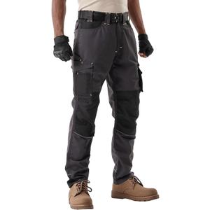 Men's Tactical Cargo Pants, Ripstop Outdoor Lightweight Hiking Work Fishing Pant Multi Pocket Outdoor Apparel (Black, L)