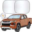 EcoNour 2-Piece Truck Sun Shade for Windshield, Truck Sun Protector Offers Sun Protection, Keeps You Cool, Foldable Automotive Interior Accessories for Comfortable Ride, Large (32.5 in x 36 in)