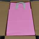 Toovip 100 Pack 8x4.75x10 Inch Medium Light Pink Kraft Paper Bags with Handles Bulk, Gift Wrap Bags for Favors Grocery Retail Party Birthday Shopping Business Goody Craft Merchandise Take Out Sacks