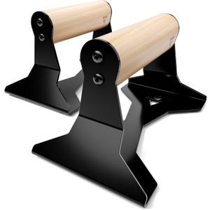 PULLUP & DIP Parallettes - Push Up Handles with Ergonomic Wooden Handles & Heavy-Duty Steel - Non-slip Parallettes Bars for Strength Training and Calisthenics - Press Up Handles for Push Ups