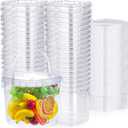 Macarrie 75 Pack 68 oz Square Deli Containers with Lids Clear Airtight Plastic Food Storage Containers Organizer Bin for Food Prep Freezer Kitchen Restaurant Supplies