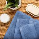SUPERIOR Egyptian Cotton Pile 3 Piece Towel Set, Includes 1 Bath, 1 Hand, 1 Face Towel/Washcloth, Ultra Soft Luxury Towels, Thick Plush Essentials, Guest Bath, Spa, Hotel Bathroom, Denim Blue