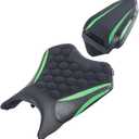 Motorcycle Rider & Passenger Comfort Seat Fit for EX500 Ninja 500 ER500 Z500 2024 2025 2026, Front Rear Solo Saddle Back Cushion Pillion Pad, Green