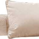 Factory Direct Partners Beige 16" x 24" Rectangle Lumbar Microfiber Pillow with Piping, 2-Pack, 16x24, 2 Count