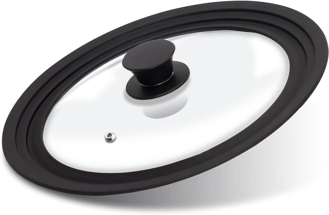 Tempered Glass Lid - Universal Lid with Heat Resistant Silicone Rim for Pots, Pans and Skillets - Pan Cover Replacement Lid Fits 10", 11" and 12" Diameter Cookware
