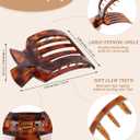 AWAYTR Flat Hair Clips For Women Lay Flat Claw Clip for Hair 4Pcs Large Square Hair Claw Clips (Yellow Leopard + Black White Leopard + Black + Tortoise Shell)