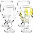 Patelai Set of 4 Clear Glasses 13.5 oz Water Goblet Glass Stemmed Water Glasses for Juice Wine Beer Tea Milk Cold Beverages Drinks Dishwasher Safe