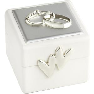 Elegance Wedding Ring Box with Double Rings,Silver