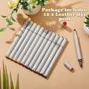 Teling 12 Packs Dual Tips Leather Dye Marker Pens Shoe Marker Leather Touch up Pen for Repair Scratches Shoe Surface, 12 Colors
