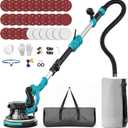 Drywall Sander, 1000W Popcorn Ceiling Removal Tool, Electric Drywall Sander with Vacuum Dust Collection, 30Pcs Sanding Discs, 6 Variable Speed 800-2200RPM, LED Light, Foldable & Extendable Handle