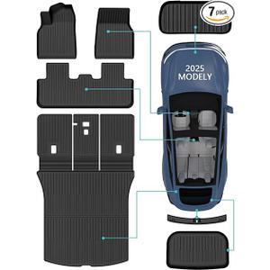 for New 2025 Tesla Model Y Juniper TPE Floor Mats & Front Rear Cargo Mat Full Cover Rear Trunk Mats Fit for New Version Tesla ModelY Juniper Accessories