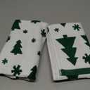 Tudomro 2 Pcs Christmas Hand Towels Christmas Green Tree Bathroom Winter Decorative Towels 100% Cotton Thick Jacquard Weave Bath Decor Holiday Bathroom Decor for Kitchen Xmas Gifts