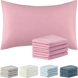 SiinvdaBZX 1800 Thread Count Microfiber Pillowcases Queen Size Set of 4 - Envelope Closure Pillow Cases - Ultra Soft Easy Care (Pink)