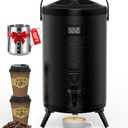 Insulated Beverage Dispenser 3 Gallon, Hot Drink Dispenser with 304 Stainless Steel Interior, Cold & Hot Water Dispenser for Parties, Hot Water Urn with Stand for Coffee Chocolate Tea Milk, Black