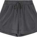 SOFIA'S CHOICE Women Athletic Shorts Drawstring High Elastic Waisted Shorts with Pockets (Gray, S)