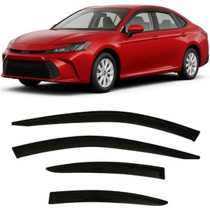 2025 2026 Tape-On Side Window Visor Deflectors for Toyota Camry LE SE XLE XSE Smoke Tinted Rain Guards