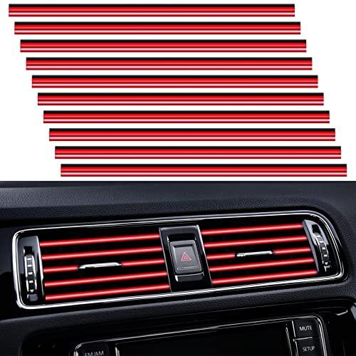 PYHLVCLF 20 Pieces Universal Car Air Conditioner Vent Trim Decoration Strip Accessories, Waterproof Flexible Shiny Auto Car Interior Accessories for All Air Vent Outlet (A-Red - 20 Pieces)