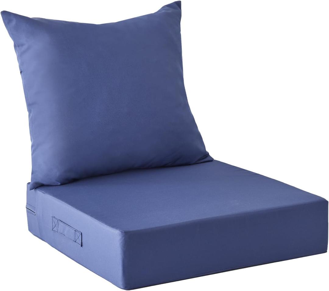 Outdoor Cushions for Patio Furniture,Outdoor Seat Cushion Set 24 x 24 x 5.75 Inch,Waterproof & Fade Resistant Outdoor Chair Cushions,Deep Patio Chair Cushion with Removable Cover,Navy Blue (24*24+5.75/25*22.5")
