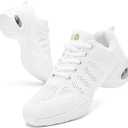 PPQ Women's Jazz Shoes Lace-up Sneakers Modern Dance Shoes Air Cushion Platform Walking Dance Shoes, Size: 5