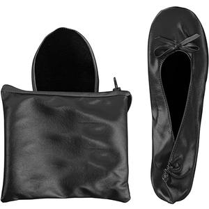 xaijciz Women's Foldable Dance Shoes Ballet Flats (Black, L)