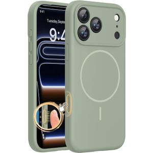 Miracase Magnetic for iPhone 17 Pro Case, Compatible with MagSafe, Integrated Silicone Camera Control Cover, 3.0mm Thicken Shockproof Drop Protection Phone Case for 17 Pro,Patina Green