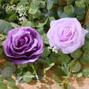 Waipfaru 8.85Ft Flower Garland, Eucalyptus Greenery Garland with Flowers, Rose Floral Vines for Wedding Table Runner Spring Summer Backdrop Decor (Purple)