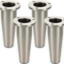 LC LICTOP Metal Furniture Legs, 4 Inch Height with 4-Hole Mounting Plate, Furniture Feet Replacement for Sofa Couch Cabinet Table Workingbench Devices, Brushed Satin Zinc Alloy, 4Pcs