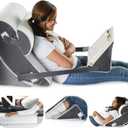 Gleur Wedge Pillow Set For After Surgery- Memory Foam Orthopedic Bed Wedge Pillow Post Surgery Adjustable Incline for All Sleeping, Sitting Positions, Acid reflux Includes a Desk Pillow Patent Pending