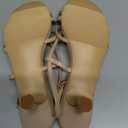 Coutgo Womens Strappy Sandals Slingback Kitten Low Heels Open Toe Buckle Strap Summer Party Dress Shoes (Beige) Size 10