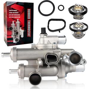 68003582AB Upgraded Aluminium Engine Coolant Thermostat Housing Assembly Compatible with Chrysler 200 Sebring Dodge Avenger Caliber Journey, Jeep Compass Patriot Replaces 6508355AA, 4884571AB, 902-319