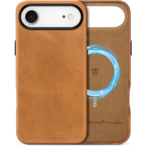 SHIELDON Leather Case for iPhone Air 6.5" 2025 | Compatible with Magsafe, Magnetic Wireless Charging, Slim Fit, Anti-Scratch, Non-Slip, Shock-Absorbent, Protective Phone Cover - Retro Light Brown