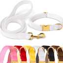 GAMUDA Velvet Dog Collar and Leash, Super Soft and Smooth, Heavy Duty Gold Buckle, Comfortable and Easy to Clean, Adjustable Collar for Dog (XS, White)