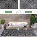 GENIMO Outdoor Rug for Patio Clearance, 8'x16' Waterproof Camping Mat, Reversible Plastic Straw Rugs for RV, Camper, Balcony, Backyard, Picnic, Deck, Black & Gray