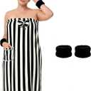 Defresit Plus Size Women's Towel Wrap (XXL-XXXXL) - with Hair Towel Wristbands Lightweight Shower Wrap Spa Bathrobe Body Wrap Adjustable Quick-Dry Comfortable Bath Towel Set Machine Washable Black