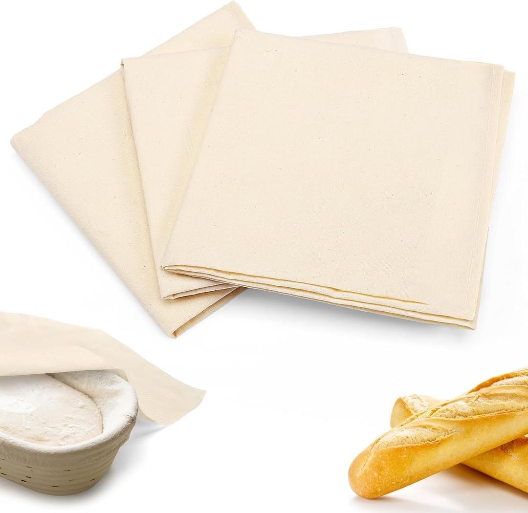 Thick Tea Towels for Baking Sourdough - 28x28in 100% Cotton Wrinkle-resistant Bread Basket Flour Sack Towels, Proofing Cloth Cover for Dough Raising, Bread Making, Bakers Gift Accessories, 3pcs