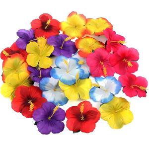 Artificial Flower Heads Decoration 60 Pcs Artificial Flower Small Crafts Decorative Flowers Fake Flowers Silk Flower Heads Wedding Party Fake Flowers Bright Colorful Simulation Hibiscus Flower