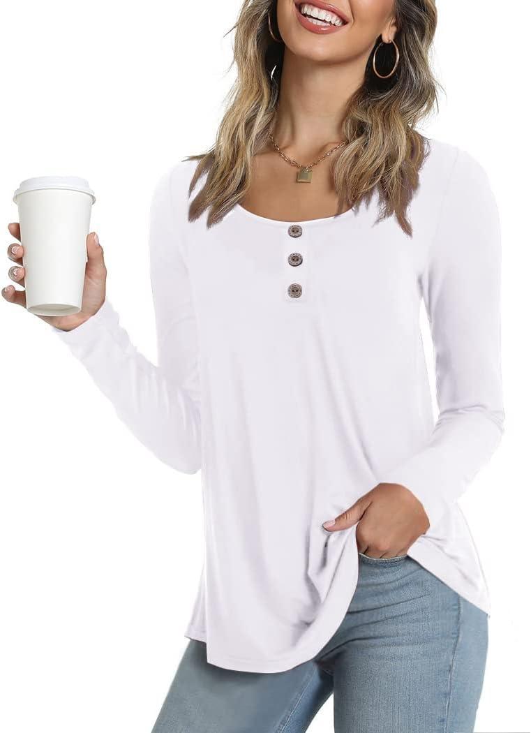 Feiersi Women's Summer Floral Tunic Tops Casual Blouse Short Sleeve Buttons Up T-Shirts (White, XL)