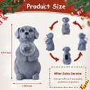 Dog Garden Statues - 8.4 Dog Decor with Gazing Ball LED Lights, Unique Gifts for Mom Grandma Birthdays, Outdoor Decor for Outside Lawn Porch Patio (Gray)