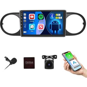 [4G+64G] Android 15 Car Stereo for Toyota Scion xB 2007-2019 with Wireless Carplay Android Auto, 9 Inch HD Touchscreen Car Radio with WiFi GPS Bluetooth5.0 FM/RDS 32EQ SWC Backup Camera MIC