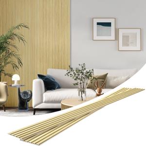 ROOMTEC 8 Pack Slat Wall Panels, WPC Soundproof 3D Wall Panel for Interior Wall Decor, 108 x 6 in (108 in-Oak)