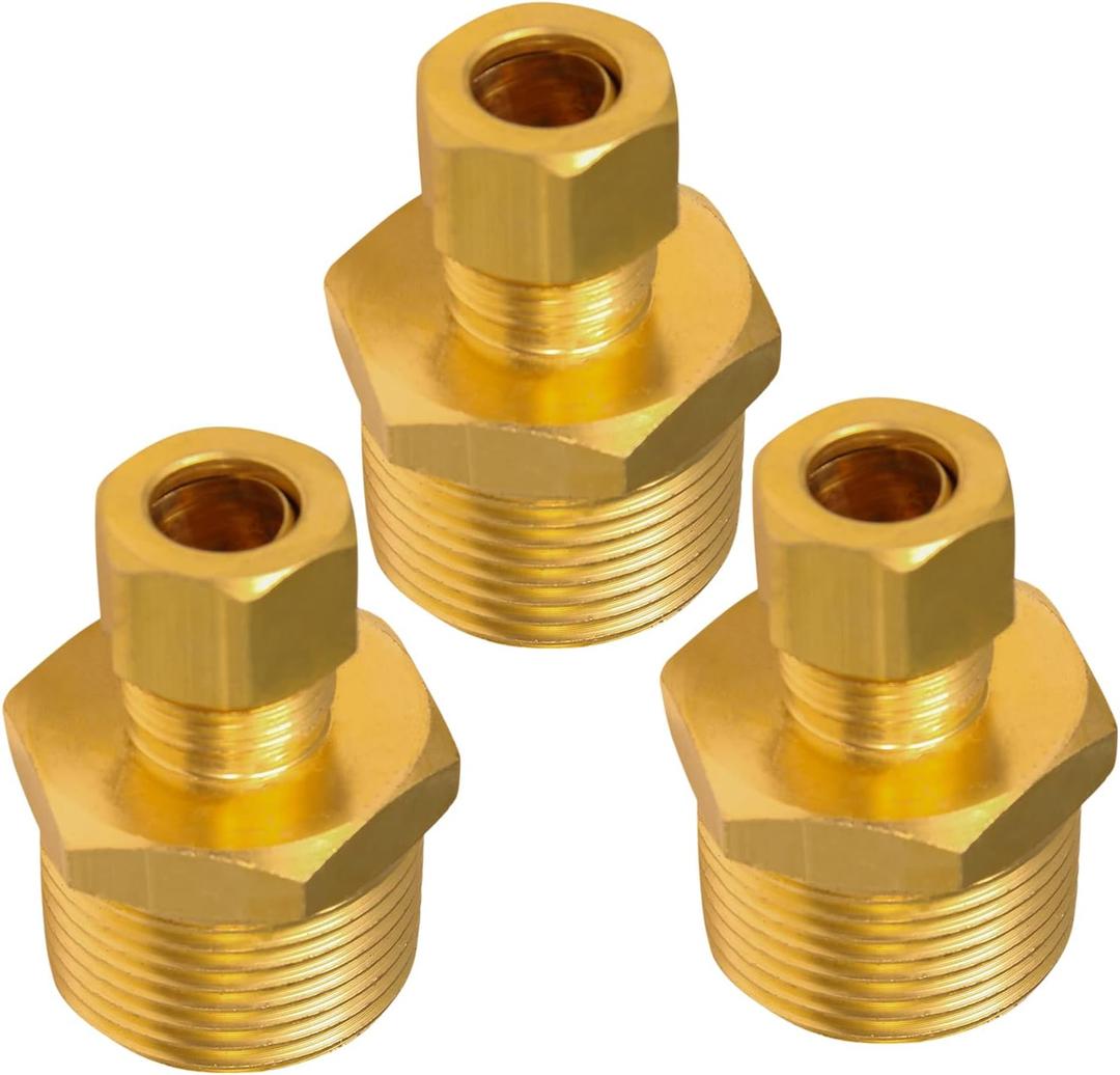 Highcraft D68S-3834-OM-3 Compression x Male Reducing Adapter Pipe Fitting 3/8" OD. COMP X 3/4" MIP No-Lead Brass (Pack of 3) incomplete set